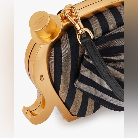 Kate Spade Ellie Striped 3d Elephant Metallic Clutch - Picture 4 of 10